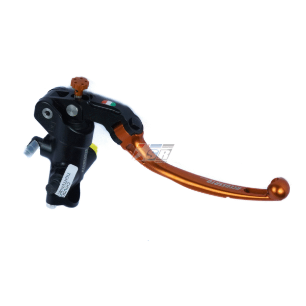 Accossato Master Rem Kanan 16mm & 19mm Universal dengan Body Hitam dan Folding Lever untuk 1 & 2 Kaliper Sepeda Motor Italian Quality - Silver, 19 x 18 - Gambar 2