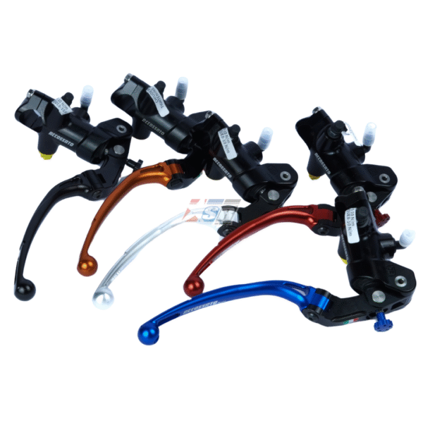 Accossato Master Rem Kanan 16mm & 19mm Universal dengan Body Hitam dan Folding Lever untuk 1 & 2 Kaliper Sepeda Motor Italian Quality - Silver, 19 x 18